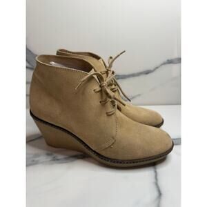 J. Crew Women's Tan Suede MacAlister Wedge Ankle Boots Sz 9 Classic Preppy